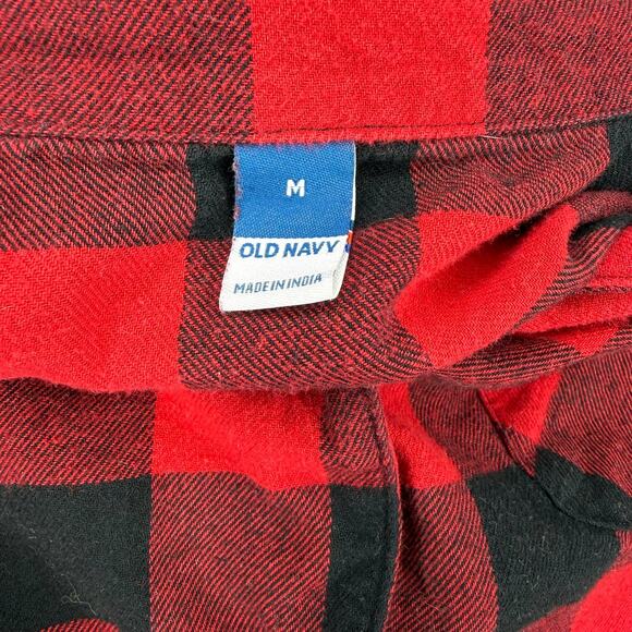 Old Navy Red Black Buffalo Plaid Flannel Button Up Shirt Women’s Size M - Picture 7 of 7